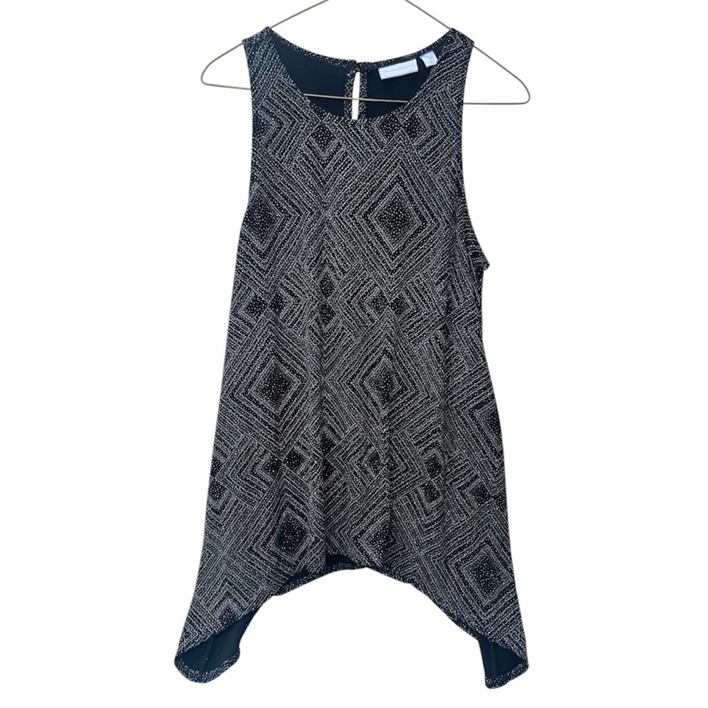 Black Sparkle Geometric Tank Top